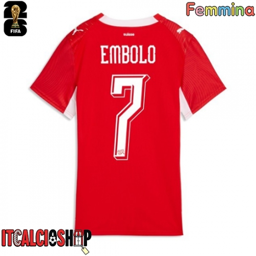 Svizzera Breel Embolo #7 Prima Maglia Femmina Mondiali 2026 Manica Corta